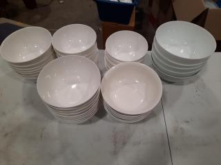 Set of 39 White Porcelain Serving Bowls