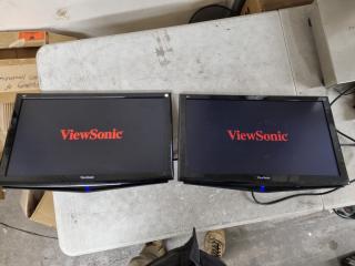 2x ViewSonic 22" LED Monitors, no base stands