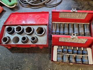 3x Cases of Impact Sockets, 1/2" & 3/4" Drive varieties