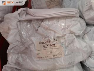 80x Commercial Grade White Floral Patterned Table Cloths, Bulk Lot, New