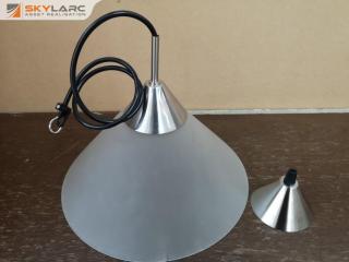 Frosted White Glass & Brushed Steel Hanging Pendant Light