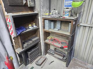 2 shelves of foundry supplies