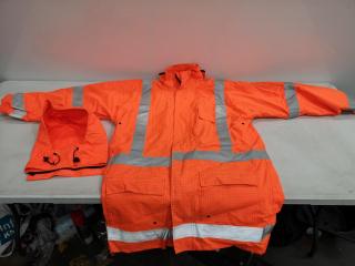 Bison Rigour Flame Retardant Lined Flourecent Safety Jacket, Size L