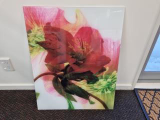 Abstract Flower Print on Glass, 750x600mm