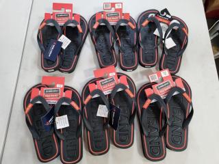 Skellerup Red Band Jandals, 6x Pairs, Sizes 5-6