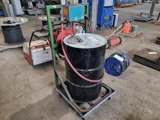 200L Drum Dispensing Trolley w/ Partial Oil Drum