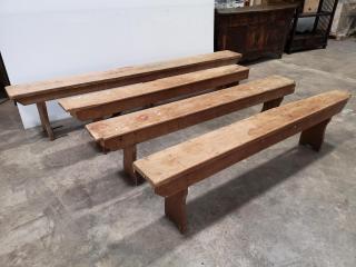 4x Wooden Bench Seats