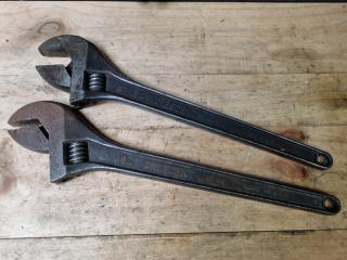 2x Vintqge Antique Crescent Tool Co Adjustable Wrenches AT118