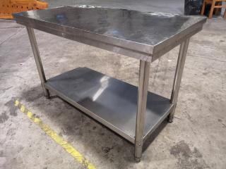 Small Stainless Steel Bench Table, missing leg