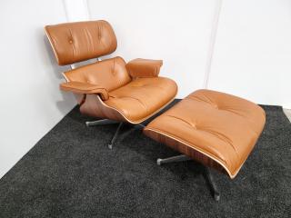 Eames Style Lounge Chair and Ottoman  - Leather