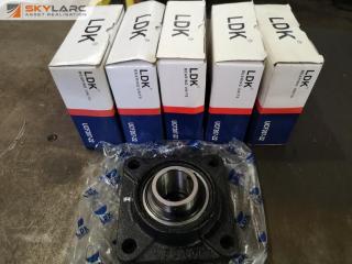 6x 4-Bolt Flange Bearing Units by LDK, New