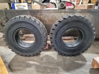 2x Casumina 7.00-12 Solid Rubber Fork Truck Tyres, New