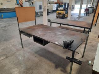 Industrial Steel Workbench with Vice & Pinboard