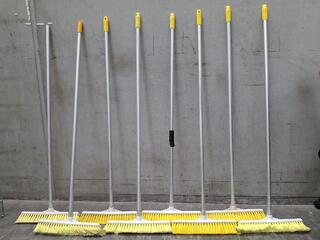 Set of 8 Yellow Bristle  Brooms