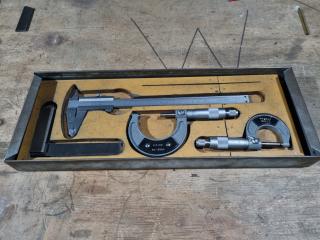 Set of Precision Engineering Measuring Tools, Calipers, Micrometers, & More