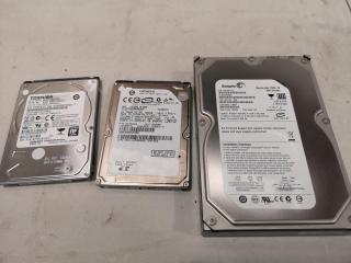 2x 2.5"Laptop Hardrives & 1x 3.5" Desktop Drive, 500Gb & 750Gb sizes