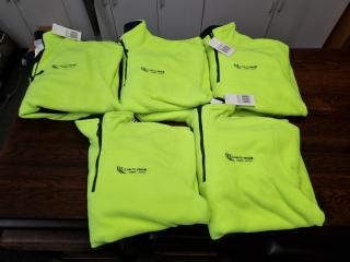 5x Fleece Flourescent Safety Pullovers, Size L, Embossed Logo