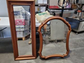 2x Wooden Wall Mirrors