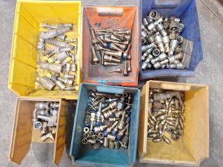 6x bins of Hydraulic Hose fittings 