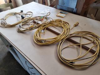 4x Assorted Single Phase Workshop Power Cable Leads