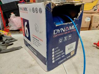 129 Meters of Dynamix Cat6 UTP 23AWG Solid 4 Pair CM Blue Cable