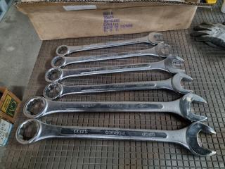 5x Large Combination Wrenches, Metric Sizes 35mm to 50mm