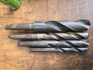 4 x Large HSS Taper Shank Twist Drill Bits