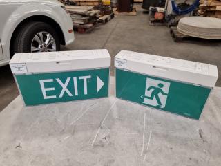 2x Legrand LED Exit Signs, Double Sided, Battery Backup