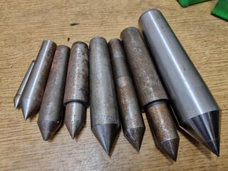 8x Assorted Lathe Dead Centres w/ Tapered Shanks