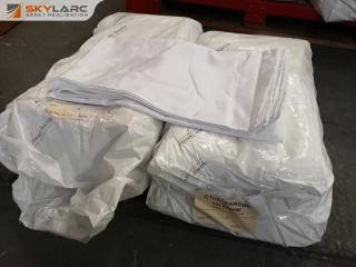 50x Commercial Grade White Table Cloths, 1370x2440mm, Bulk Lot, New