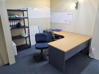 Assorted Office Furniture, Desk, Shelving, Chairs, & More