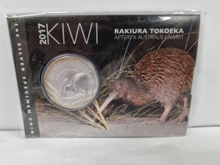 2017 Silver Specimen Kiwi Coin Rakiura Tokoeka
