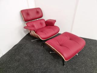 Eames Style Lounge Chair and Ottoman - Leather