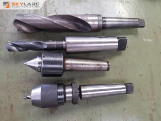 Large Drill Bits, Live Centre and Chuck