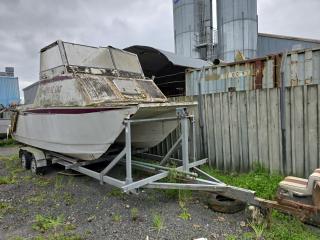 Large Catamaran Wreck on Trailer