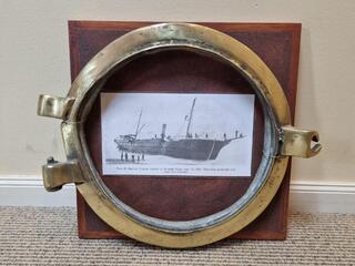 Antique Brass Porthole Frame from the Steamer Taiaroa