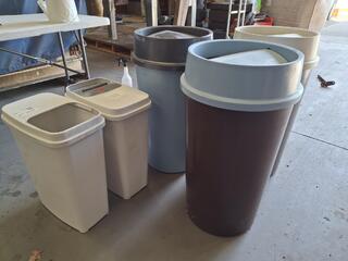 Set of Plastic Rubbish Bins and Waste Containers