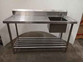 Stainless Steel Bench w/ Built-in Sink