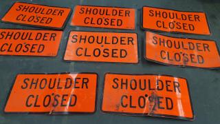 8 Aluminium Reflective Orange SHOULDER CLOSED Road Signs