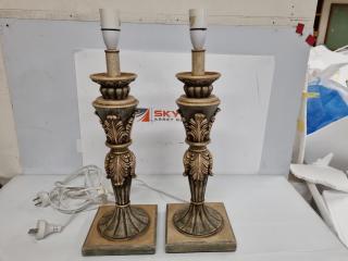 2x Antiqued Style Table Lamps, no shades