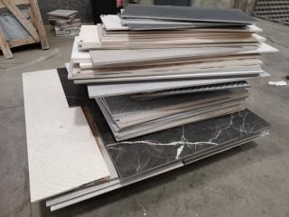 90+ Assorted Lot of Floor Tiles, all Mixed Colours & Sizes