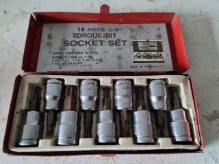 10-Piece Torque Bit Socket Set, 3/8" Drive