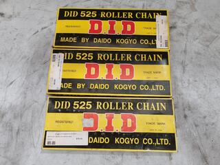 DID 525 Motircycle Drive Chains, 3x Units