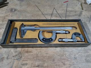 Set of Precision Engineering Measuring Tools, Calipers, Micrometers, & More