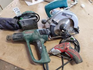 Assorted Well Used Power Tools, Saw, Sander, Drill, Heat Gun