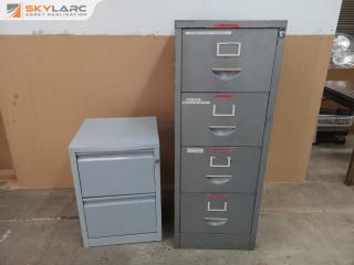 2x Steel Office File Drawer Cabinet Units