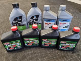 8x Assorted Bottles of 4-Stroke SAE30 Engine Oil