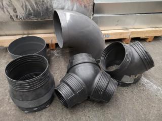 5x Assorted Large Diameter PVC & Plastic Elbows & Couplings