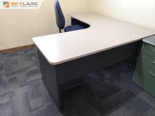 Office L-Shape Corner Workstation Desk w/ Mobile Drawer Unit & Chair