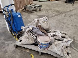 Sandblasting Tank w/ Pallet of Assorted Blasting Sand